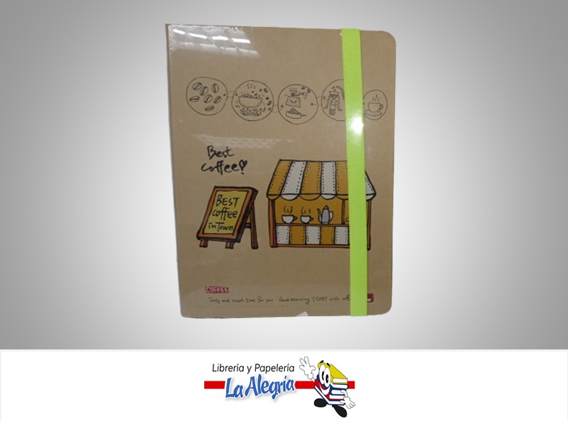 LIBRETA DE NOTA CON LIGA COFFE STYLE NP515 14.5X21CM 80 HOJAS MARCA S/M