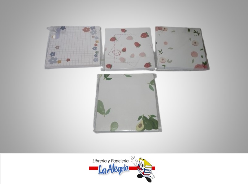 NOTA AUTOADHESIVA FRUTAS 8X8CM 80 HOJAS MARCA S/M