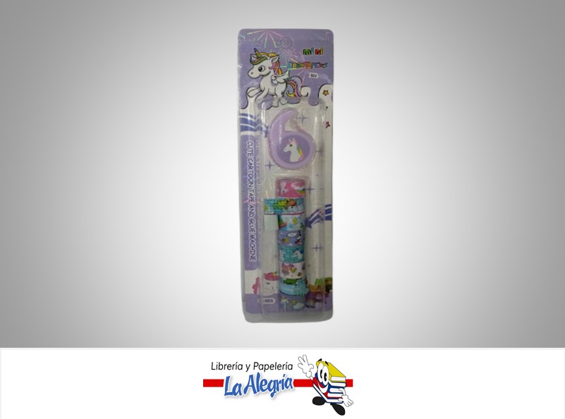 WHASITAPE CON DISPENSADOR MINI E105 UNICORNIO 8 PZA MARCA DIY