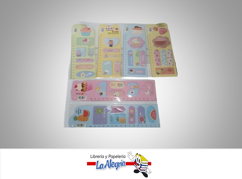 REGLA Y POST IT FRUTAS SET MARCA UP!