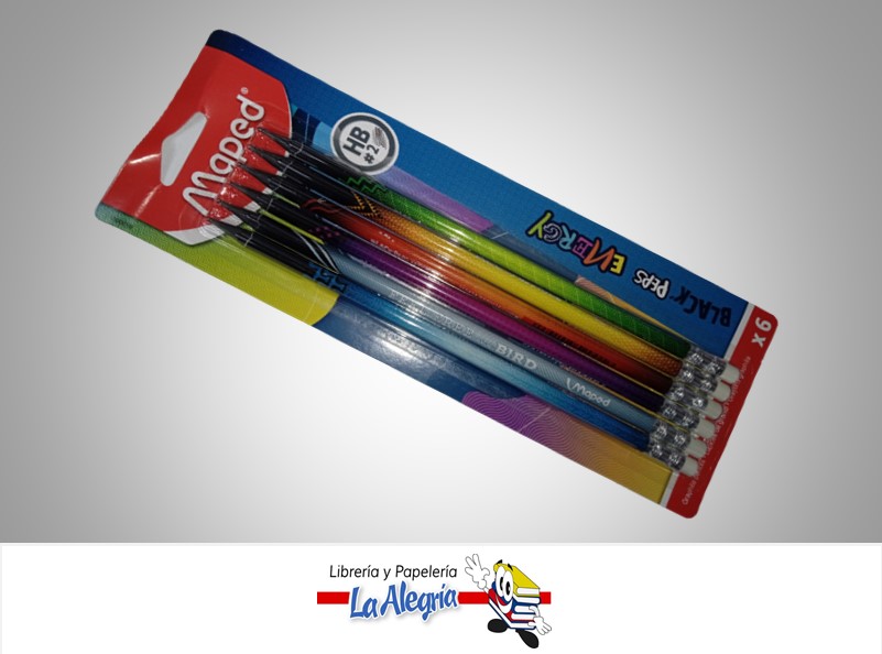 LAPIZ DE GRAFITO HB 2  BLACK´PEPS ENERGY PAQ 6 UND MARCA MAPED