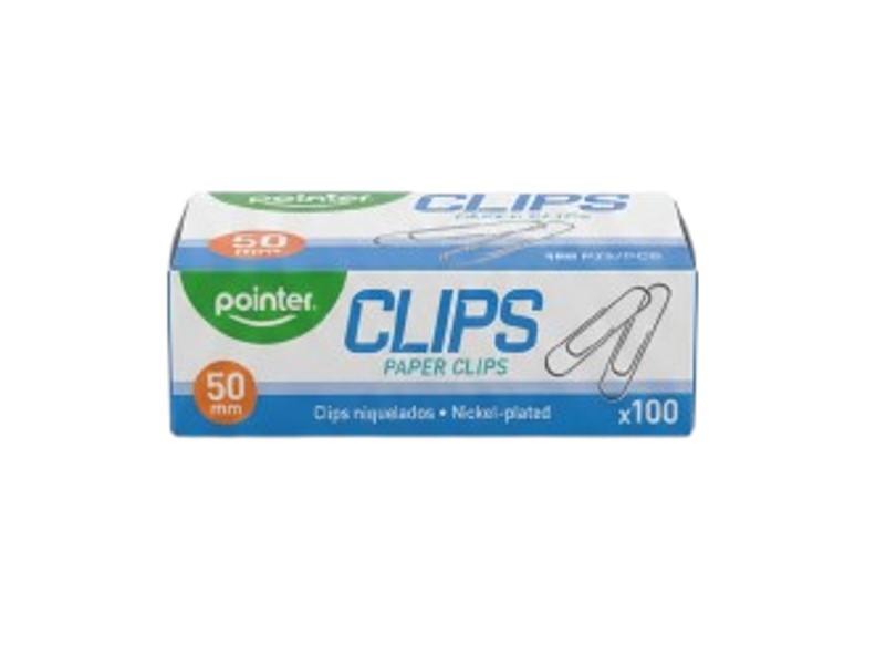 CLIPS METALICOS PC-50MM-100; CAJA 50 UND MARCA POINTER