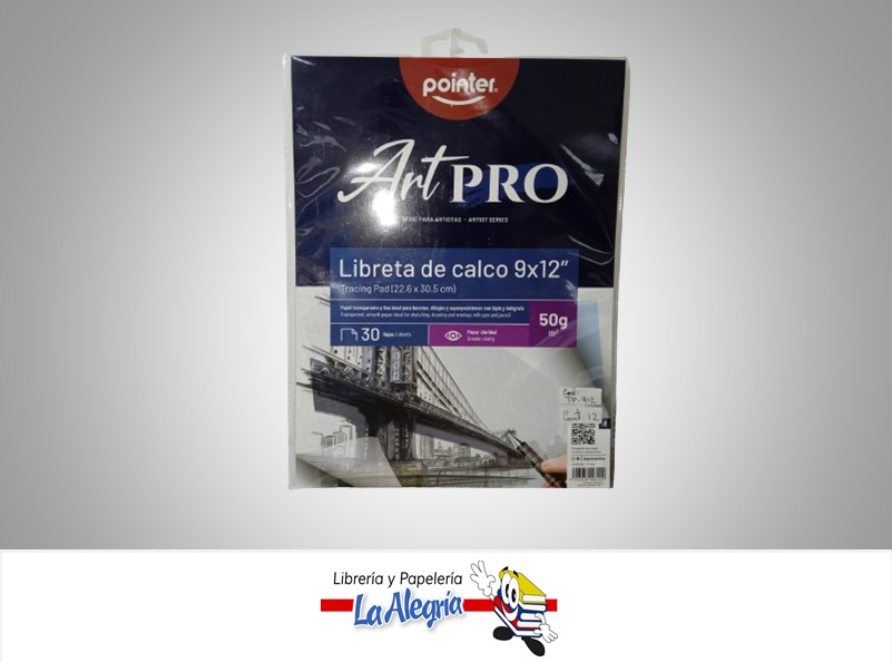 BLOCK DE CALCO LIBRETA ART PRO TP912 22.6X30.5CM 50G/M2 30 HOJAS MARCA POINTER