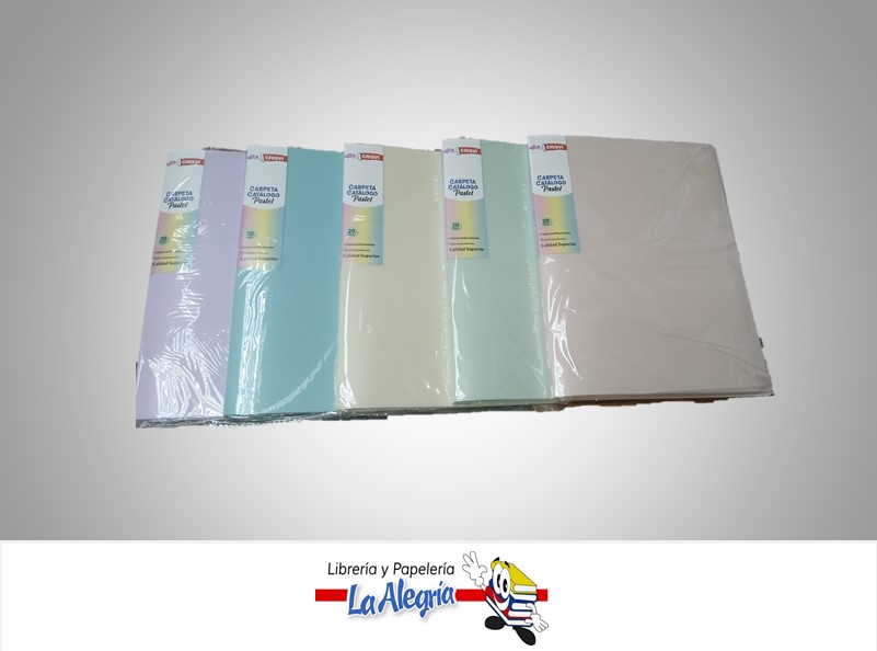 CARPETA CATALOGO W142P 20 HOJAS CARTA COLORES PASTEL MARCA CRISVI