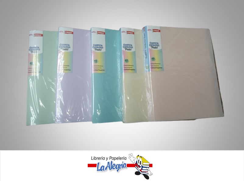 CARPETA CATALOGO W144P 40 HOJAS CARTA COLORES PASTEL MARCA CRISVI
