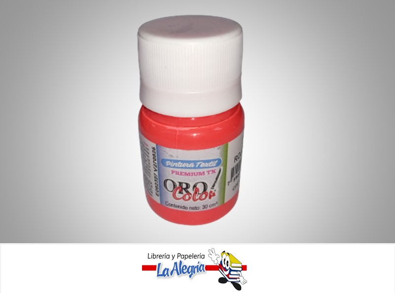 PINTURA PARA TELA TX334 30CC ROJO FUEGO MARCA ORO COLOR