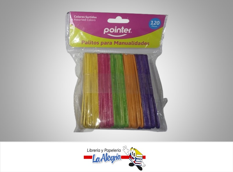 PALETA MADERA 114X10X2MM MULTICOLOR PAQ 120 UND 30CW120O MARCA POINTER