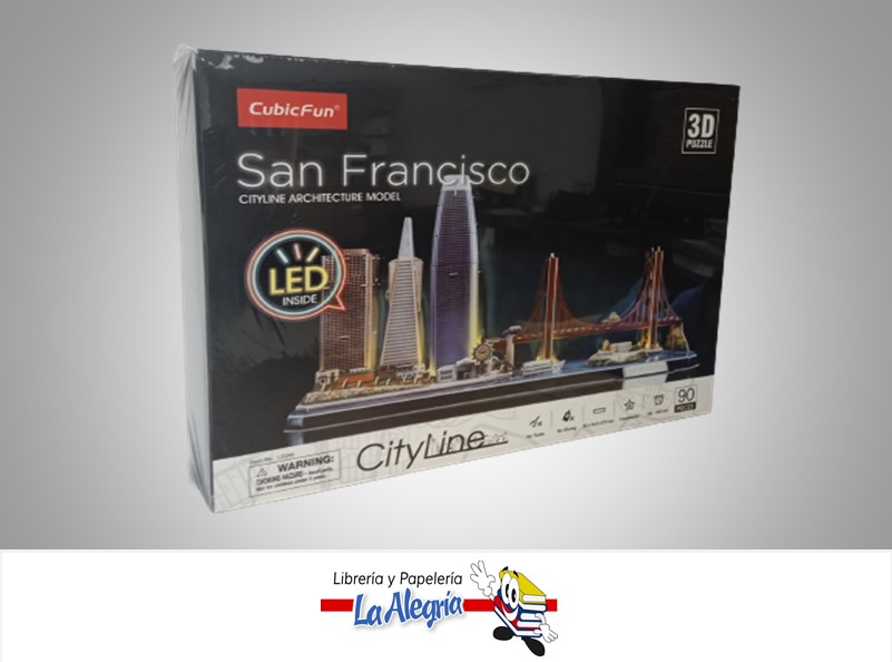 ROMPECABEZA 3D SAN FRANCISCO LINE LED INSIDE 90 PZA MARCA CUBICFUN