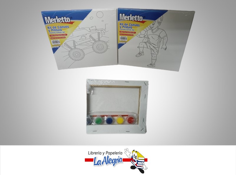 LIENZO CON DIBUJO ARTISTICO CONTIENE ACUARELAS Y PINCEL 30X30 CM MARCA MERLETTO