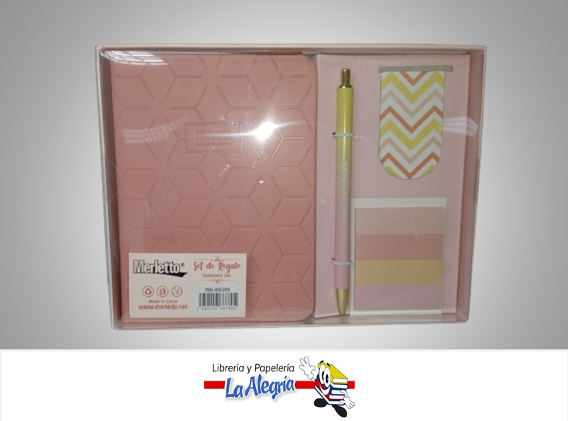SET DE OFICINA REGALO 8513115 4 PIEZAS ROSADO MARCA MERLETTO