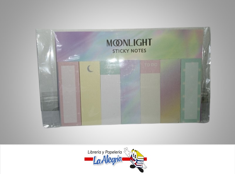 NOTAS AUTOADHESIVAS MOONLIGHT 780851431 7 DISEÑOS 30 HOJAS 1.7X5.5CM MARCA MERLETTO