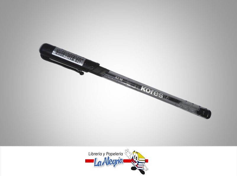 BOLIGRAFO CON TAPA SOFTGRIP TRANSPARENTE K2 MEDIO NEGRO UND MARCA KORES