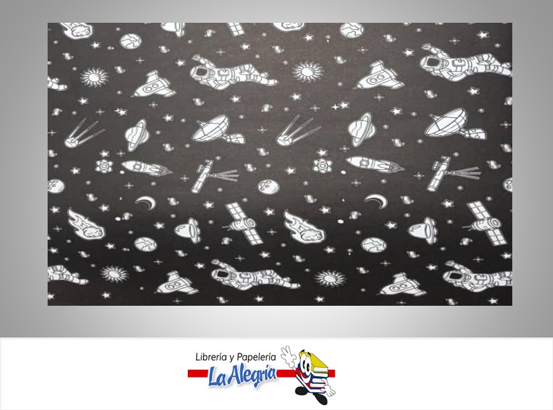 PAPEL DE REGALO ASTRONAUTAS 66X46 CM NEGRO UND MARCA PAPURRI