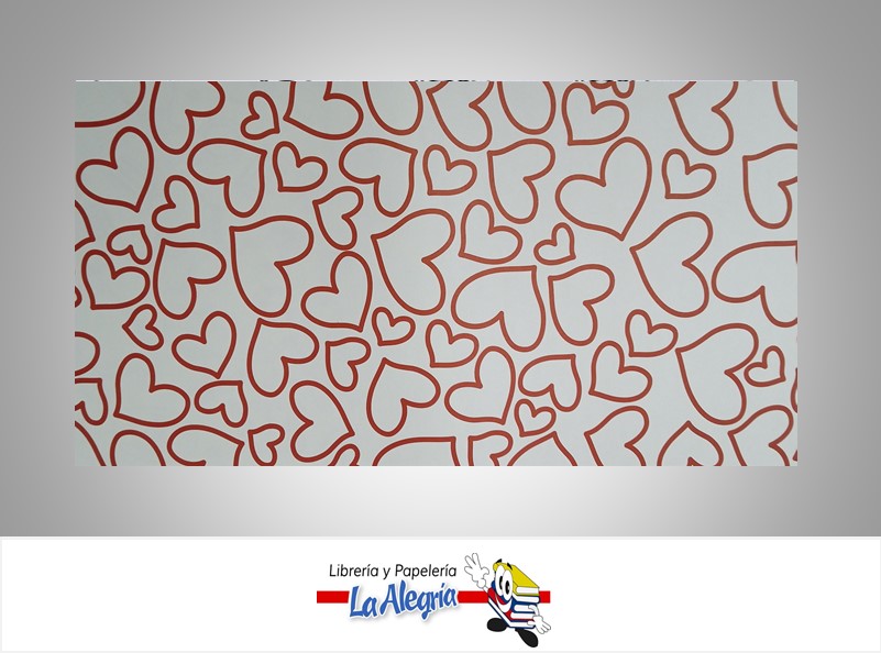 PAPEL DE REGALO CORAZONES 66X46 CM ROJO UND MARCA PAPURRI