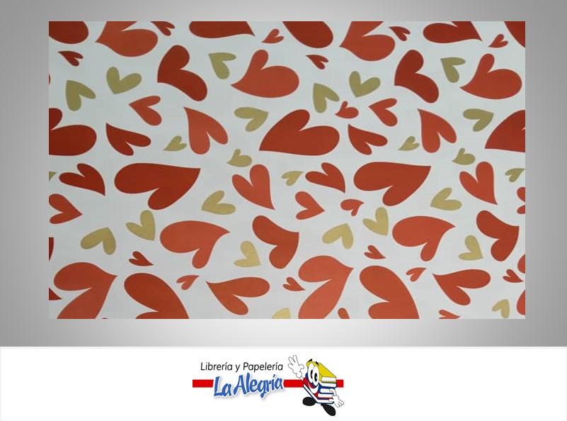 PAPEL DE REGALO CORAZONES 66X46 CM ROJO/DORADO UND MARCA PAPURRI