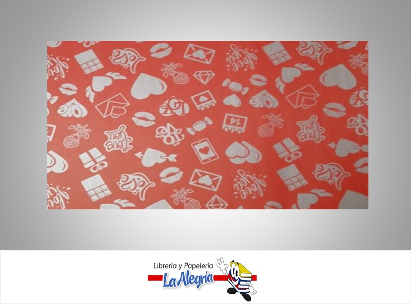 PAPEL DE REGALO LOVE YOU 66X46 CM ROJO UND MARCA PAPURRI