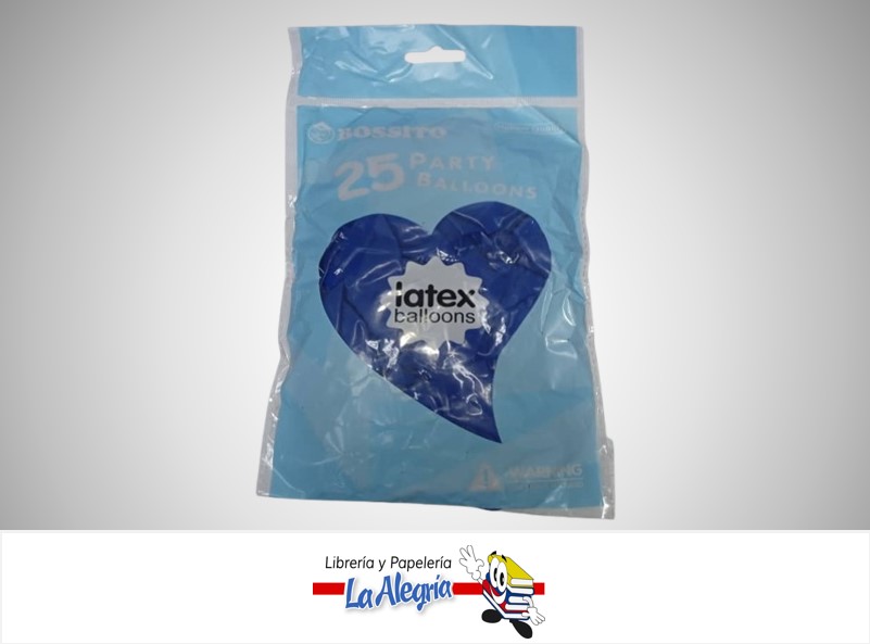 GLOBO R12" LATEX MATTE AZUL PAQ DE 25 UND MARCA BOSSITO