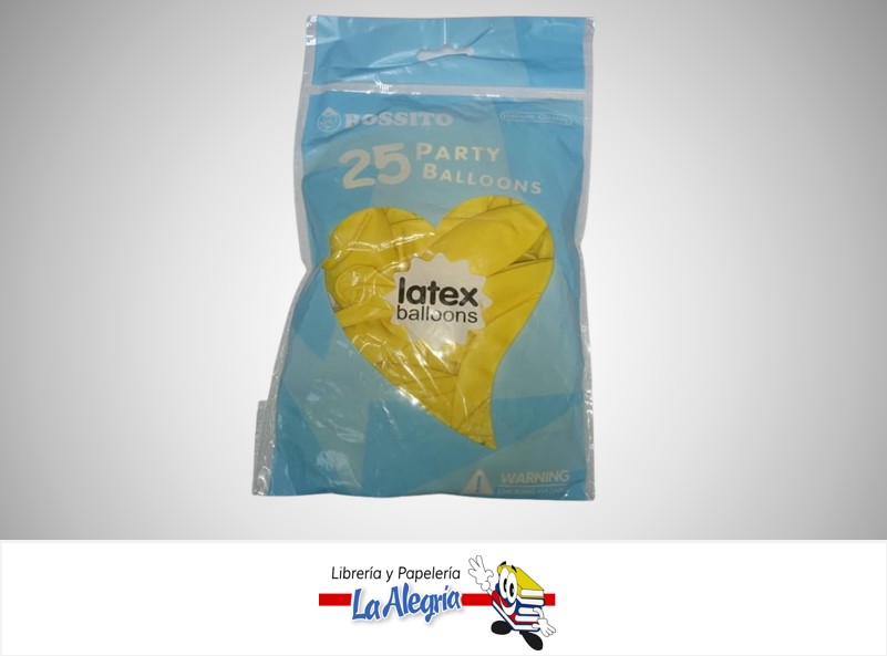 GLOBO R12" LATEX MATTE AMARILLO PAQ DE 25 UND MARCA BOSSITO