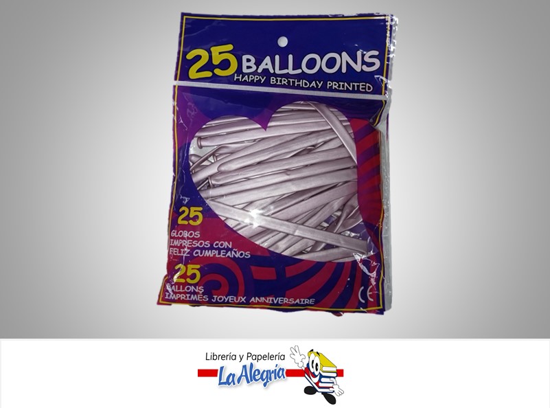 GLOBO MIL FIGURAS METALIZADO LILA  PAQ DE 25 UND MARCA S/M