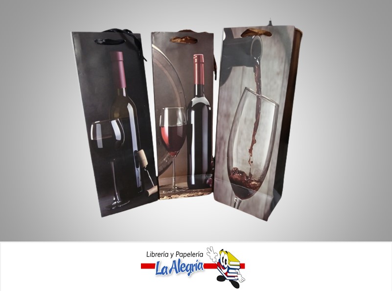 BOLSA DE REGALO BOTELLA EF-2293J-2; 12X35X8 CM ESTAMPADO MARCA S/M