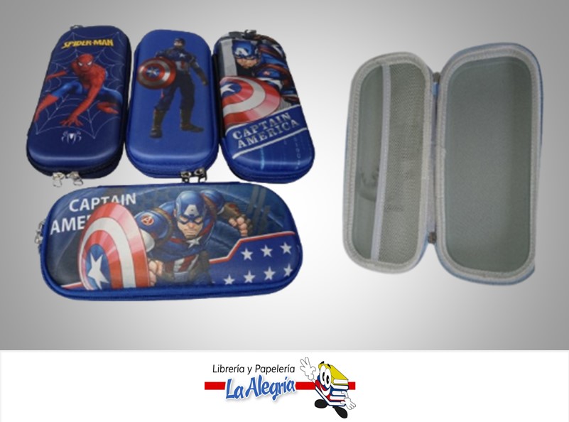 CARTUCHERA CON BOLSILLO MARVEL 21.5 X 8 CM MARCA S/M