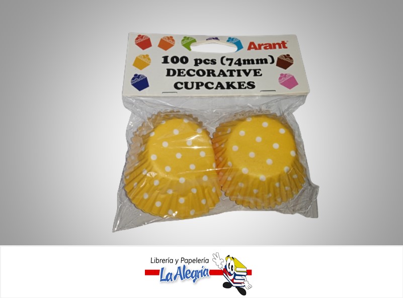 CAPACILLO CON DISEÑO 74MM 100 PZ AMARILLO PUNTOS MARCA ARANT