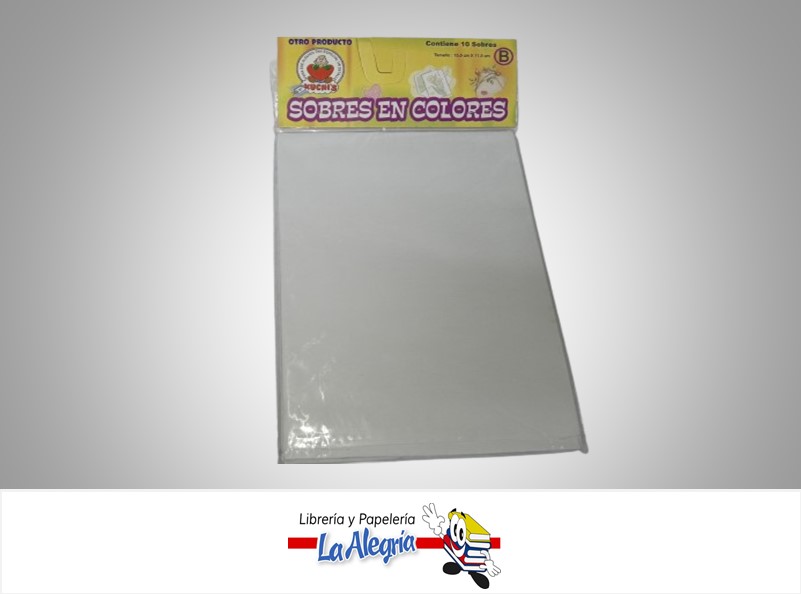 SOBRE B 16.5X11.2 CM BLANCO UND MARCA CROMO DISEÑO