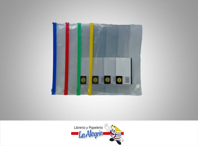 SOBRE PLASTICO TRANSPARENTE CON ZIPPER 28X20CM MARCA OK