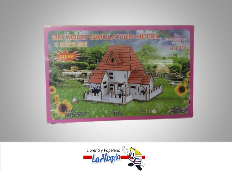 ROMPECABEZA 3D MADERA SIMULATION MODEL HAPPINESS HUT 49 PZA MARCA S/M