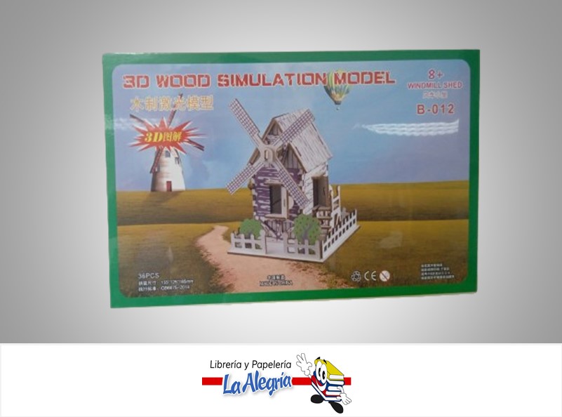 ROMPECABEZA 3D MADERA SIMULATION MODEL WINDMILL SHED 36 PZA MARCA S/M