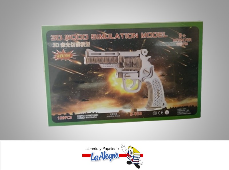 ROMPECABEZA 3D MADERA SIMULATION MODEL REVOLVER 109 PZA MARCA S/M