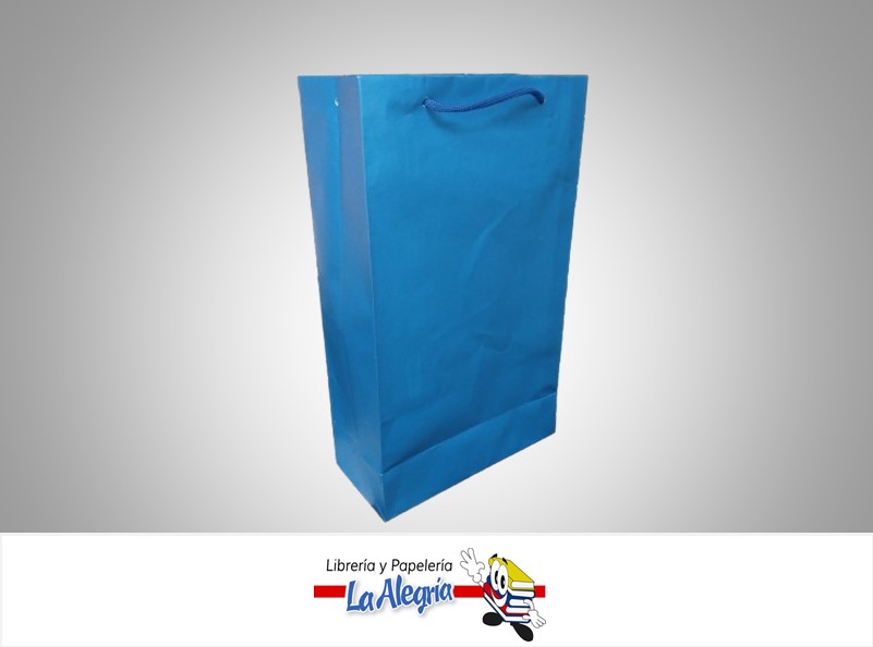 BOLSA DE REGALO KRAFT 14 X 25 CM AZUL MARCA CROMO DISEÑOS