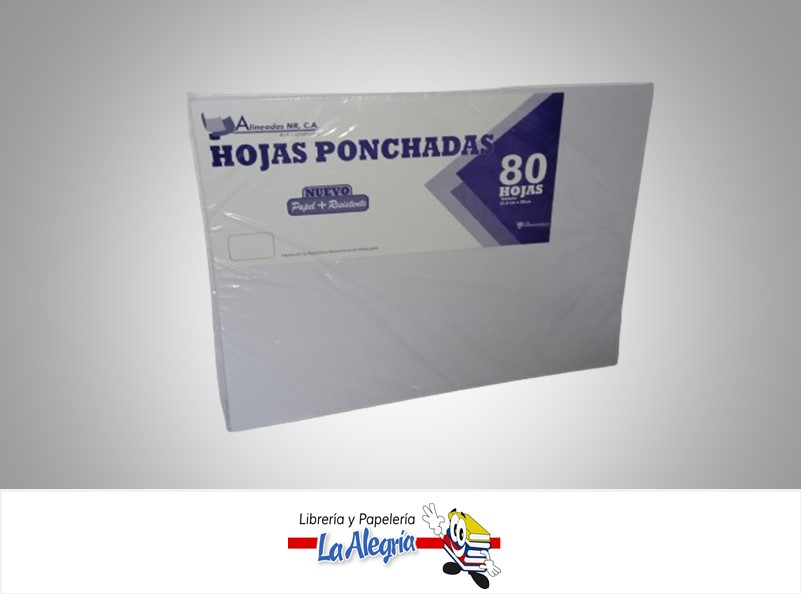 HOJA PONCHADA BLANCA 80 HOJAS 21.5X28 CM MARCA ALINEADOS PT