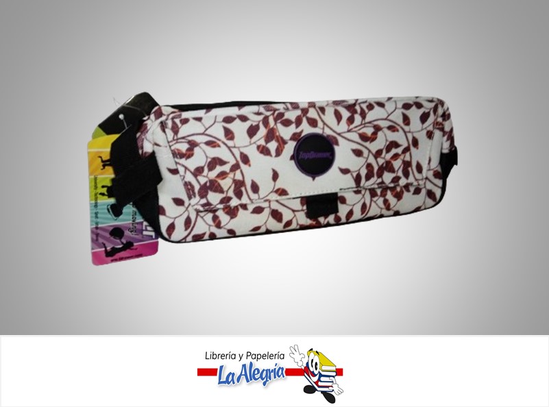 CARTUCHERA 2 CIERRES TAMBO ESTAMPADO BLANCO MARCA TOP DRAWER