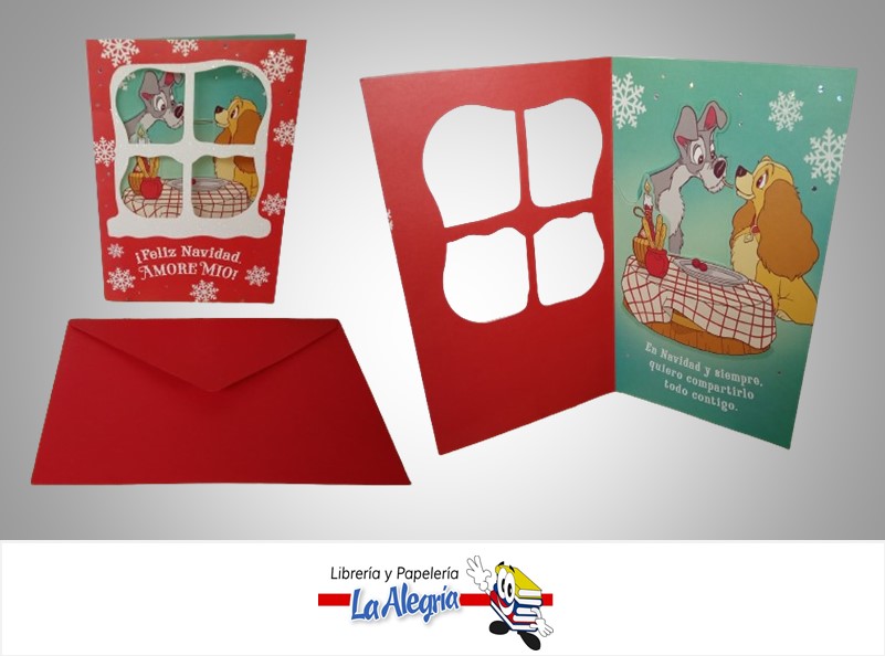 TARJETA DE REGALO LA DAMA Y EL VAGABUNDO NAVIDAD 3D MARCA HALLMARK