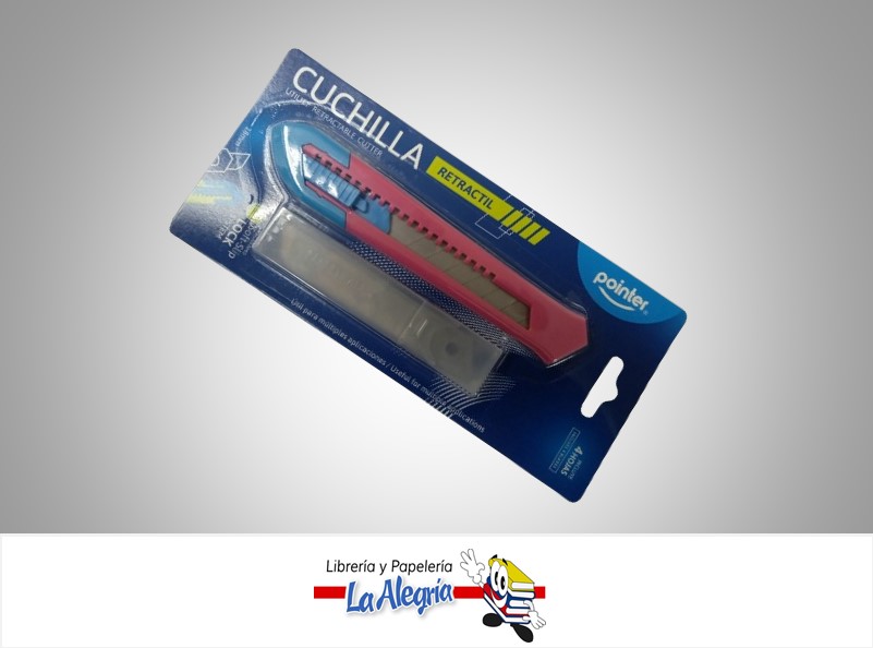CUCHILLA RETRACTIL CT1901; INCLUYE 4 REPUESTOS 18 MM MARCA POINTER