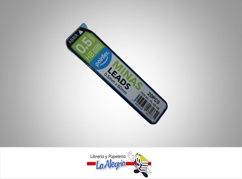 MINA 0.5MM PL-05-HB; HB ENVASE 20 PIEZAS MARCA POINTER