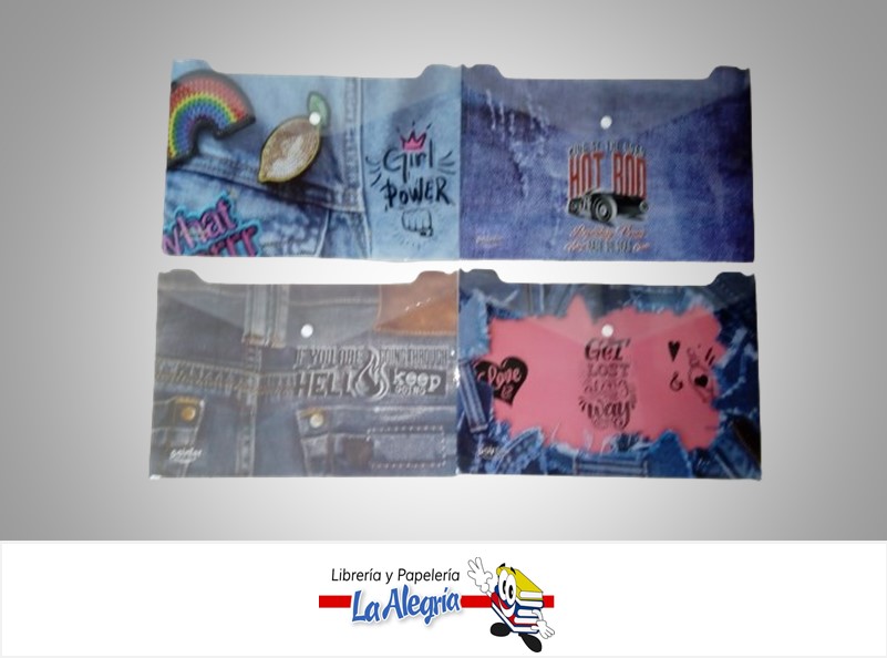 SOBRE PLASTICO HORIZONTAL FL1516 CON BOTON  24X33CM DISEÑOS VARIOS MARCA POINTER