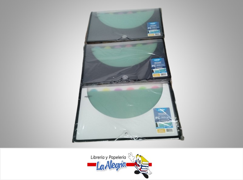 ARCHIVADOR EXPANDIBLE PLASTICO FL102FC CON LIGA OFICIO 13 DIVISIONES MARCA POINTER