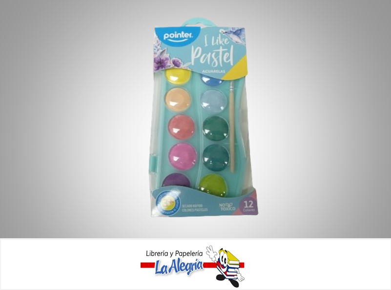 ACUARELA EN PASTILLA CON PINCEL WC22121P; 12 COLORES PASTEL MARCA POINTER