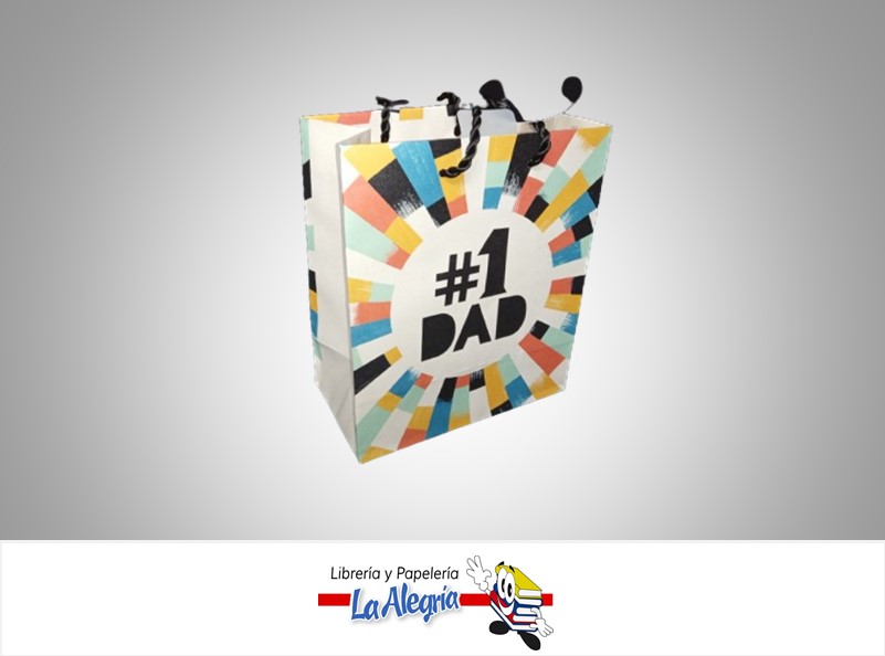 BOLSA DE REGALO 14X16.5CM DAD #1 COLORES MARCA HALLMARK