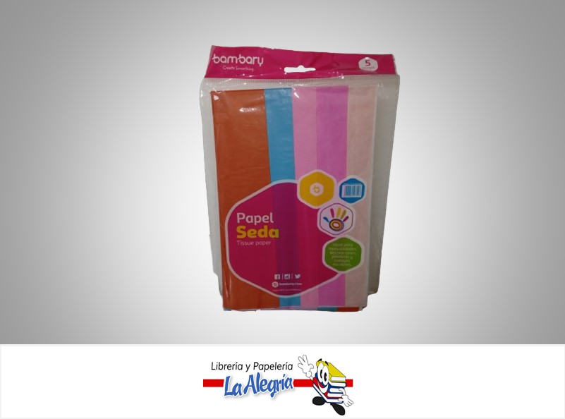 PAPEL SEDA 1172090066 50X70CM PAQ 5 UND MULTICOLORES MARCA BAMBARY