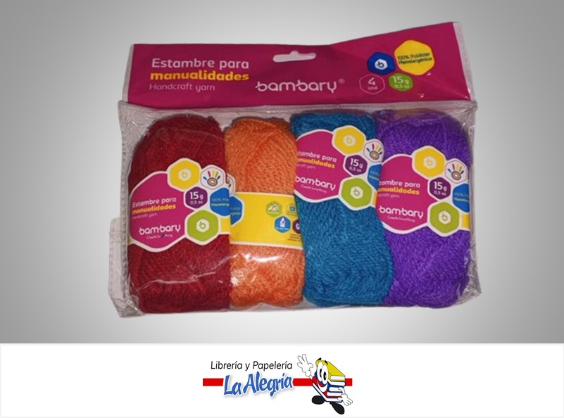 ESTAMBRE ESCOLAR 330-8034/050 15GR MULTICOLO PAQ 4 UND MARCA BAMBARY