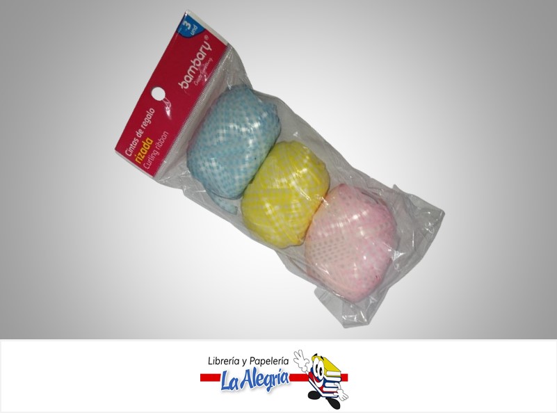 CINTA DE REGALO RIZADA 7071005080 PAQ 3 UND MARCA BAMBARY