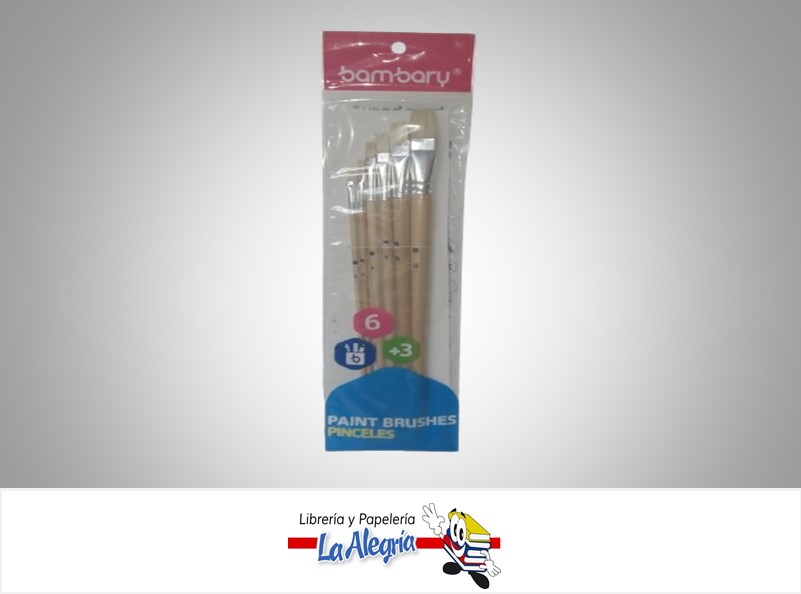 PINCEL PLANO CERDAS NATURALES 2307510007 PAQ 6 UND MARCA BAMBARY