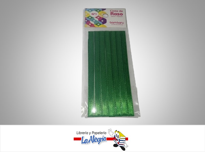 CINTA RASO N°1 6232510315 PAQ 7MMX5MTS VERDE LIMON MARCA BAMBARY