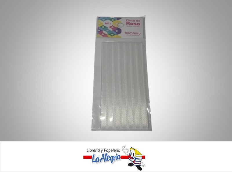 CINTA RASO N°1 6232510800 PAQ 7MMX5MTS BLANCO MARCA BAMBARY
