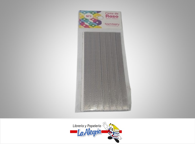 CINTA RASO N°1 6232510910 PAQ 7MMX5MTS PLATEADO MARCA BAMBARY