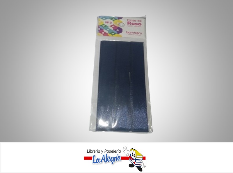 CINTA RASO N°3 6232530495 PAQ 15MMX5MTS AZUL MARINO MARCA BAMBARY