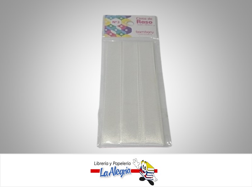 CINTA RASO N°3 6232530800 PAQ 15MMX5MTS BLANCO MARCA BAMBARY